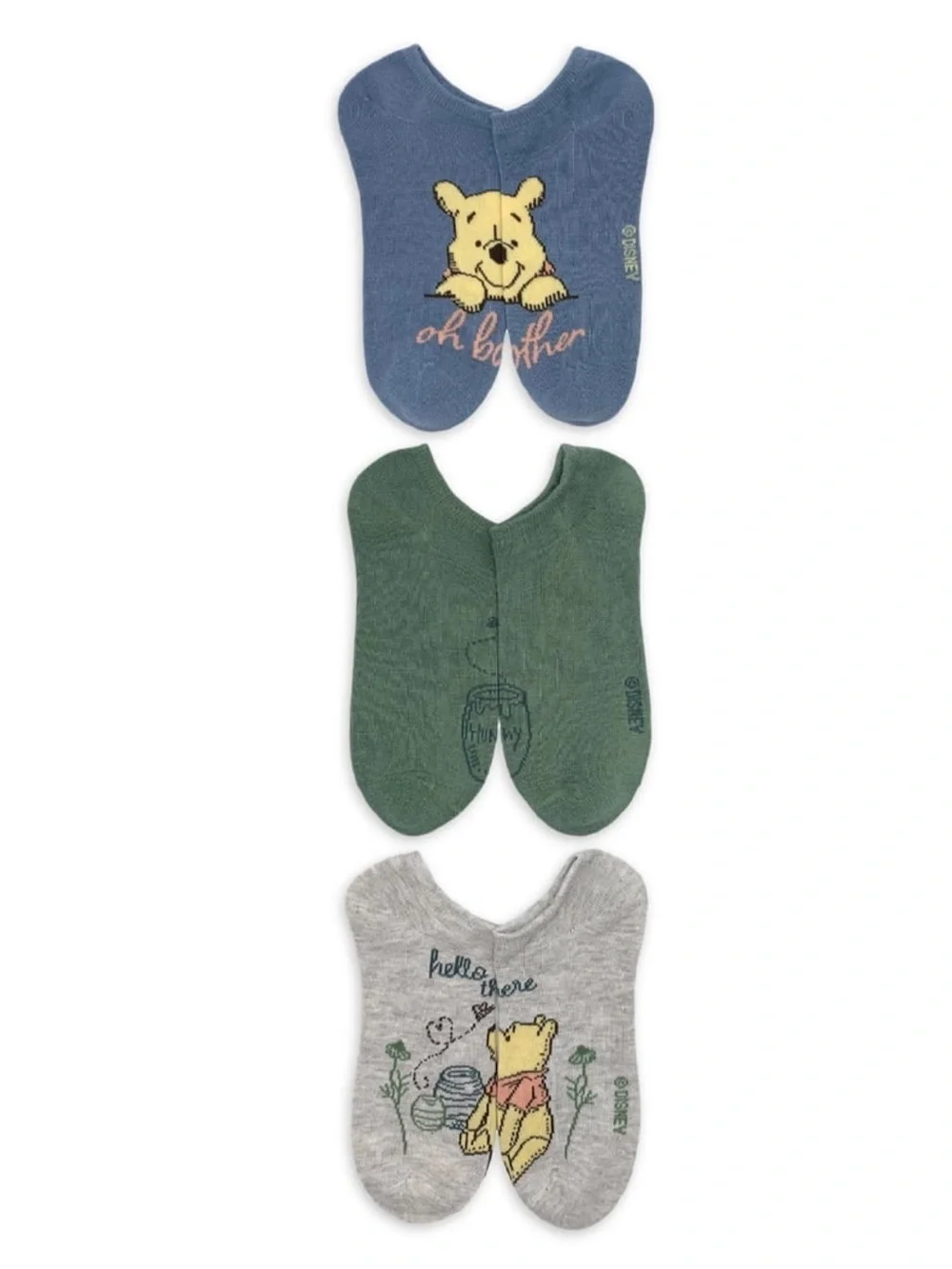 NWT Disney Winnie the Pooh No Show Socks - Blue, Green, Gray